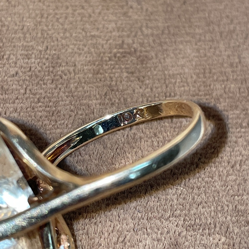 Vintage Solid 10K Yellow Gold Fancy Cut Quartz ? Gemstone Ring Modern (not 14K ) - Picture 17 of 17